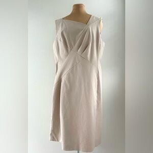 Lafayette 148 New York Beige Sleeveless Dress | Luxe Minimal | Size 16
